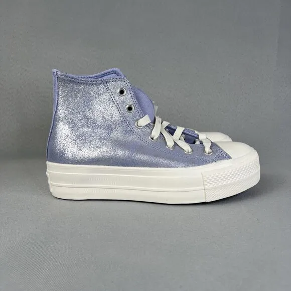 Converse Chuck Taylor All Star Lift Platform Suede Shimmer Shoes Womens 7 Lilac