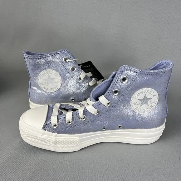 Converse Chuck Taylor All Star Lift Platform Suede Shimmer Shoes Womens 7 Lilac