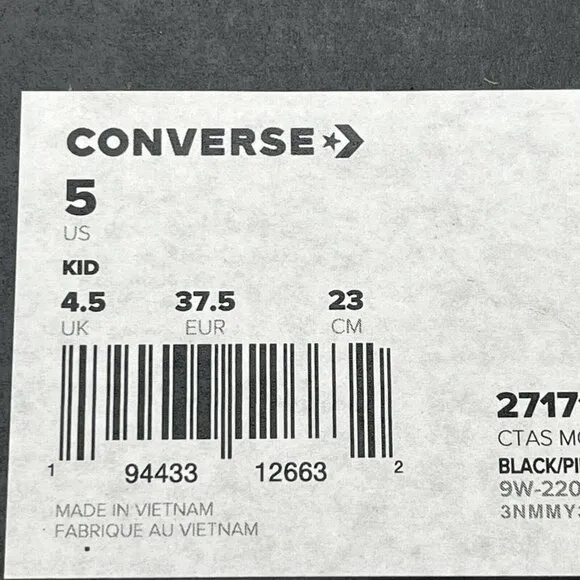 Converse Chuck Taylor All Star Move Youth Girls Platform Sneakers Size 5 Black