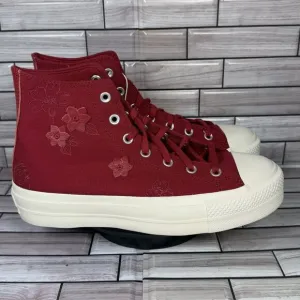 Converse Chuck Taylor All Star Red Lift 3D Florals Platform Sneakers Size 11-NEW
