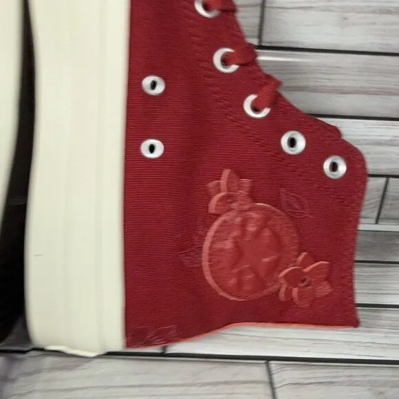 Converse Chuck Taylor All Star Red Lift 3D Florals Platform Sneakers Size 11-NEW