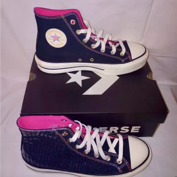 Converse Chuck Taylor All Star size 7 platform shoes black pink a06864C