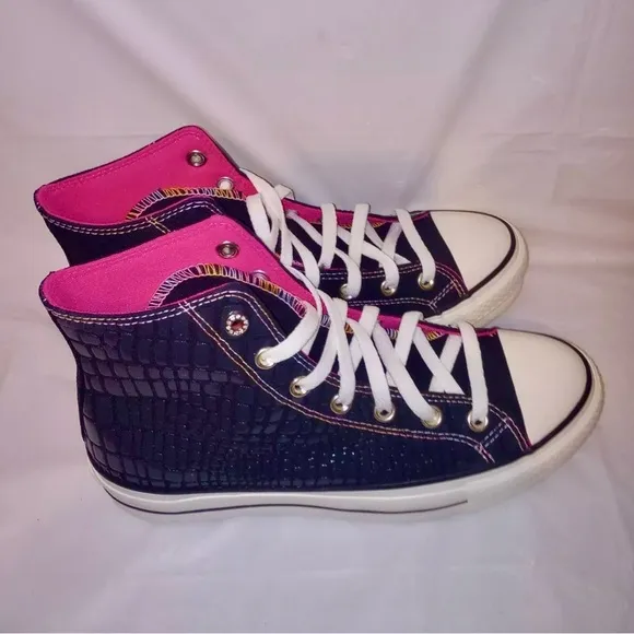 Converse Chuck Taylor All Star size 7 platform shoes black pink a06864C