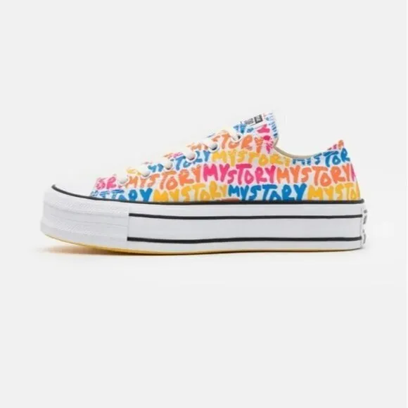 Converse Chuck Taylor Double Stack Lift Platform &quot;My Story&quot; Sz. 6.5 Sneakers