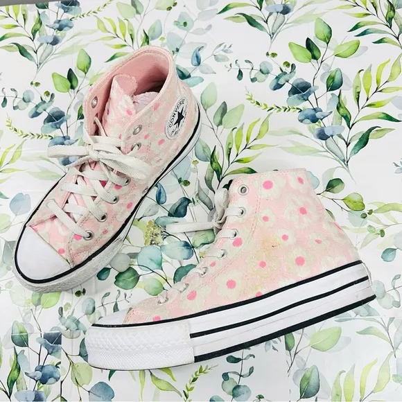 Converse Chuck Taylor Pink Flocked Flowers All Star Hi Lift Sneakers 3