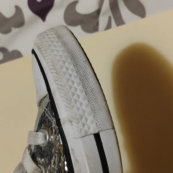 Converse Chuck Taylor Silver Sequin High-Top Sneakers Big Girl Size 5