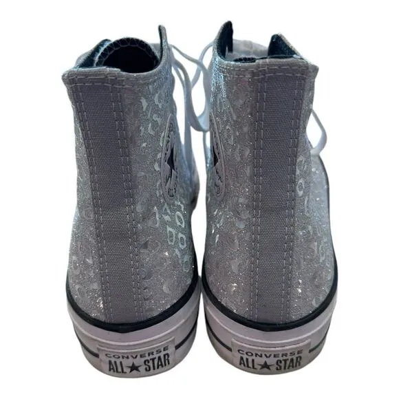 Converse Chuck Taylor All Star Lift Glitter Leopard Print Platform Sneakers 10