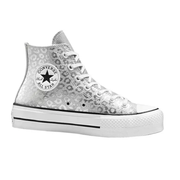 Converse Chuck Taylor All Star Lift Glitter Leopard Print Platform Sneakers 10
