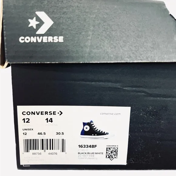 Converse CTAS Colorblock Blue/Black High-Top Unisex Sneaker 163348F Size 12