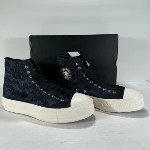 Converse CTAS Lift Hi Platform Sneakers Navy Floral Lace Women Size 11