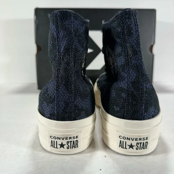 Converse CTAS Lift Hi Platform Sneakers Navy Floral Lace Women Size 11