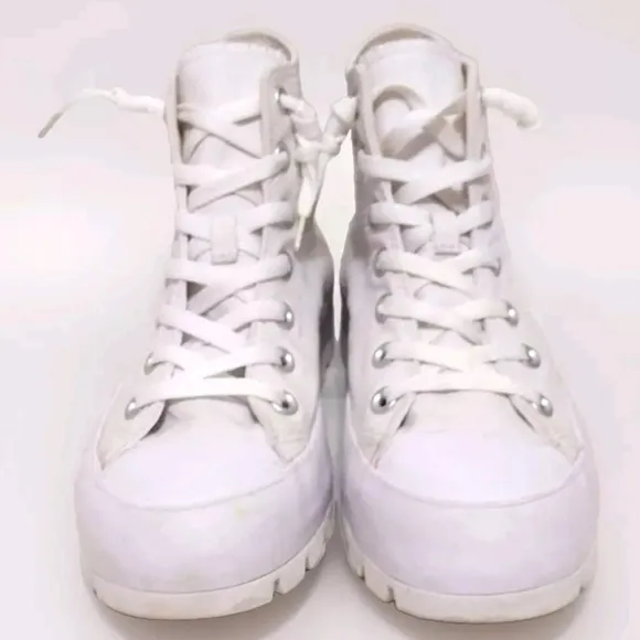 Converse CTAS Women's White Canvas Cap Toe Lug Sole Platform Hi Cut Sneakers 8