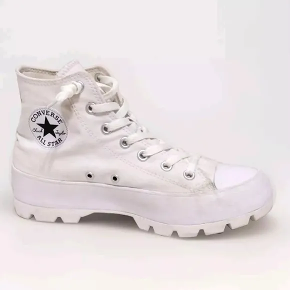 Converse CTAS Women's White Canvas Cap Toe Lug Sole Platform Hi Cut Sneakers 8
