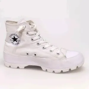 Converse CTAS Women's White Canvas Cap Toe Lug Sole Platform Hi Cut Sneakers 8
