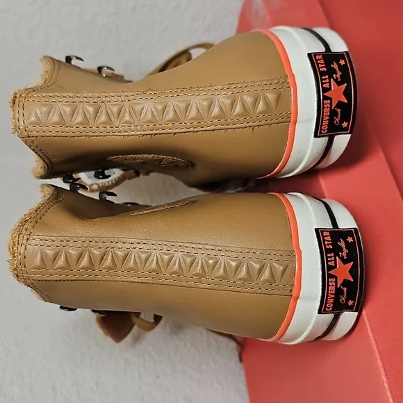Converse High-Top Leather Sneakers in Tan