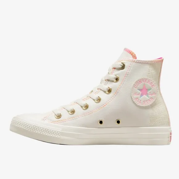 Converse High-Top Sneakers White and Pink