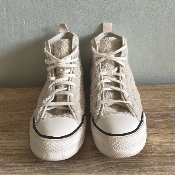 Converse Kids' Chuck Taylor All Star Eva Lift Faux Fur High Top Sneakers - 5