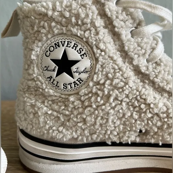 Converse Kids' Chuck Taylor All Star Eva Lift Faux Fur High Top Sneakers - 5