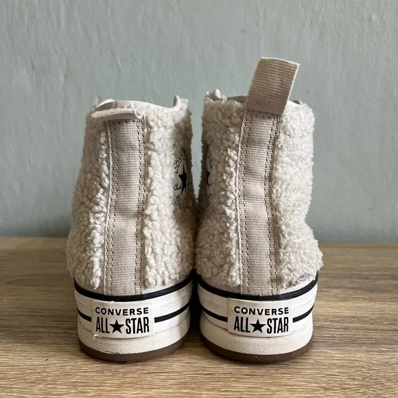 Converse Kids' Chuck Taylor All Star Eva Lift Faux Fur High Top Sneakers - 5