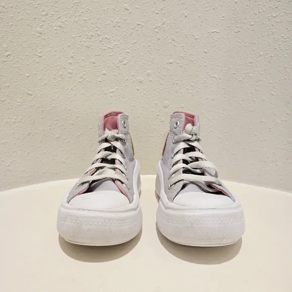 Converse Kids Unisex High Top Grey Platform Sneakers Size 12