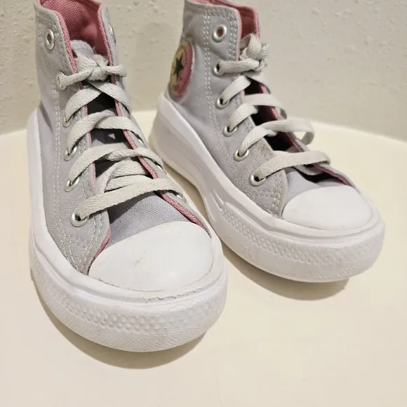 Converse Kids Unisex High Top Grey Platform Sneakers Size 12