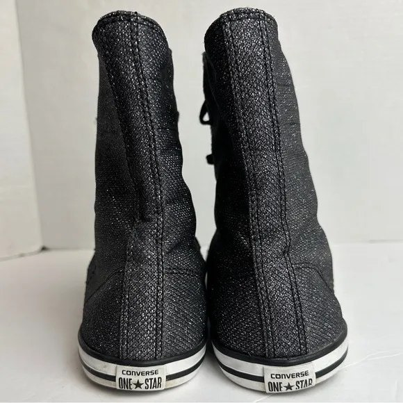 Converse One Star Black Glitter High Top Sneakers Double Tongue Women’s Size 11
