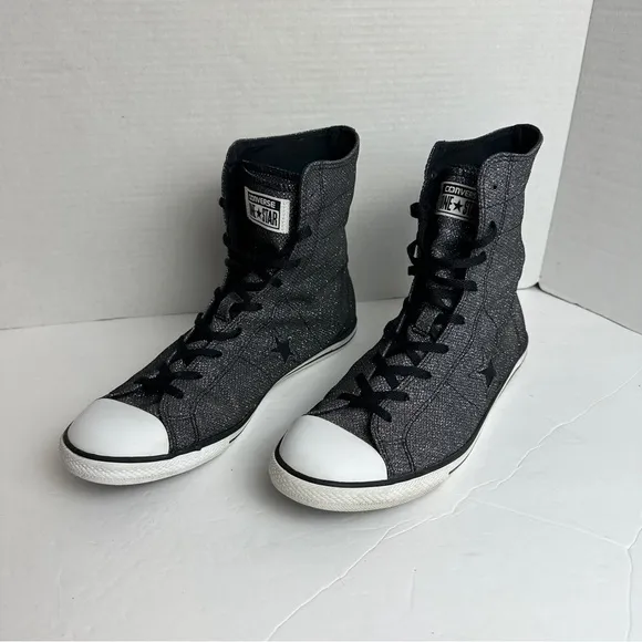 Converse One Star Black Glitter High Top Sneakers Double Tongue Women’s Size 11