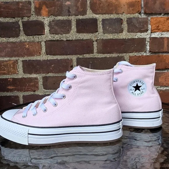 Converse Pink and White High-Top Sneakers