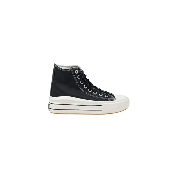 Converse Plain Lace-Up Leather Lined Rubber Sole Sneakers Women Black