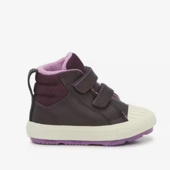 Converse Purple and Black High-Top Sneakers with Velcro Straps