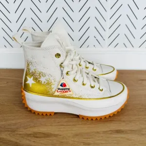 Converse Run Star Hike Hi Men Shoes Sz 6 Gold Embroidered Stars Platform A12900C