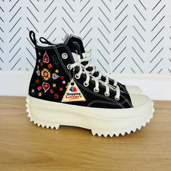 ⭐Converse Run Star Hike Hi Sz 6.5 Women Shoes Platform Floral Embroidery A02192C