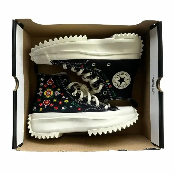 ⭐Converse Run Star Hike Hi Sz 6.5 Women Shoes Platform Floral Embroidery A02192C