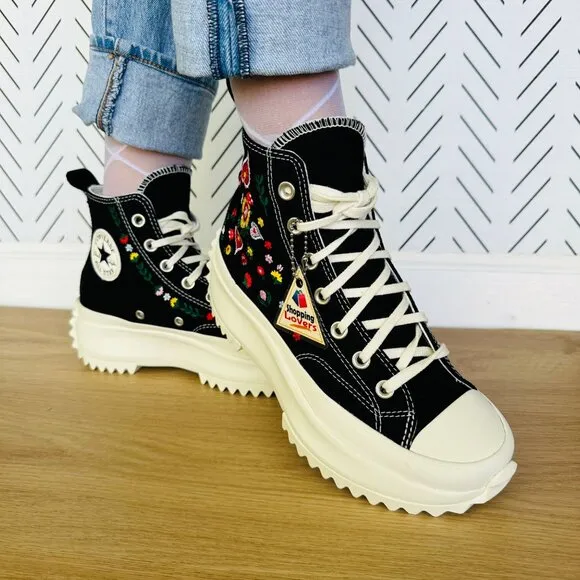 ⭐Converse Run Star Hike Hi Sz 6.5 Women Shoes Platform Floral Embroidery A02192C