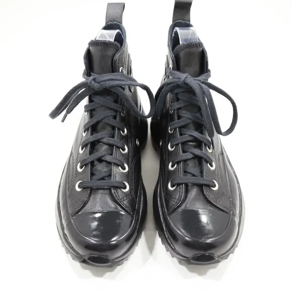 Converse Run Star Hike Hi Triple Black Leather Platform High Top Sneakers - 6.5