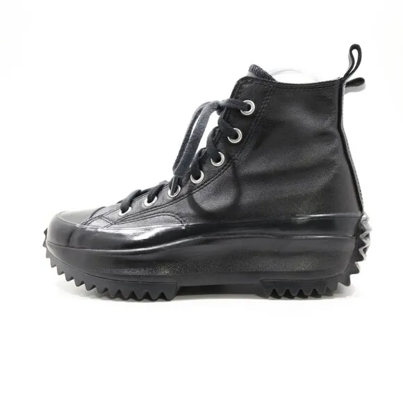 Converse Run Star Hike Hi Triple Black Leather Platform High Top Sneakers - 6.5