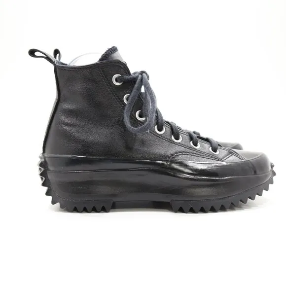Converse Run Star Hike Hi Triple Black Leather Platform High Top Sneakers - 6.5