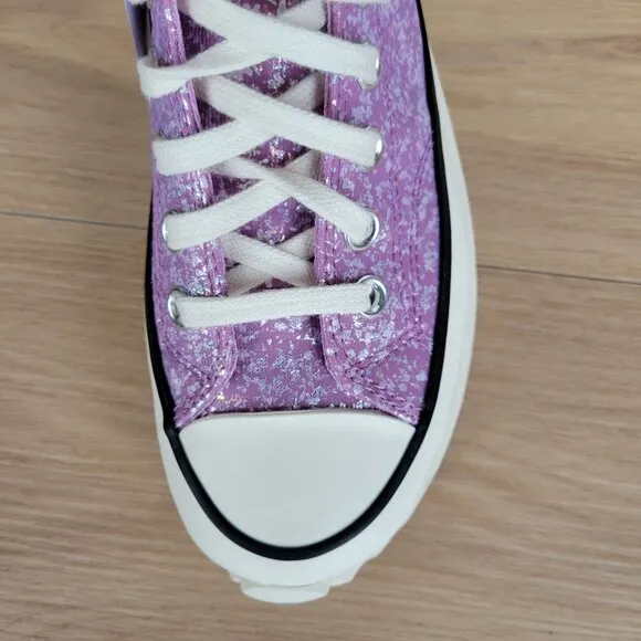⭐Converse Run Star Hike Hi Women Shoes Sz 7 Purple Glitter Platform A10096C New⭐