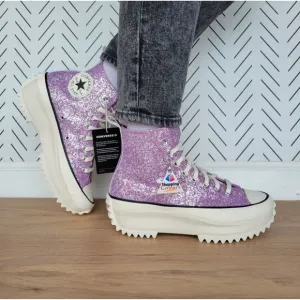 ⭐Converse Run Star Hike Hi Women Shoes Sz 7 Purple Glitter Platform A10096C New⭐