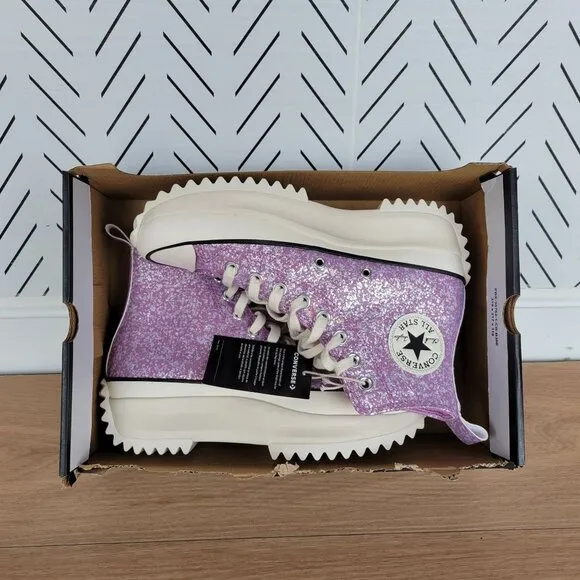 ⭐Converse Run Star Hike Hi Women Shoes Sz 7 Purple Glitter Platform A10096C New⭐