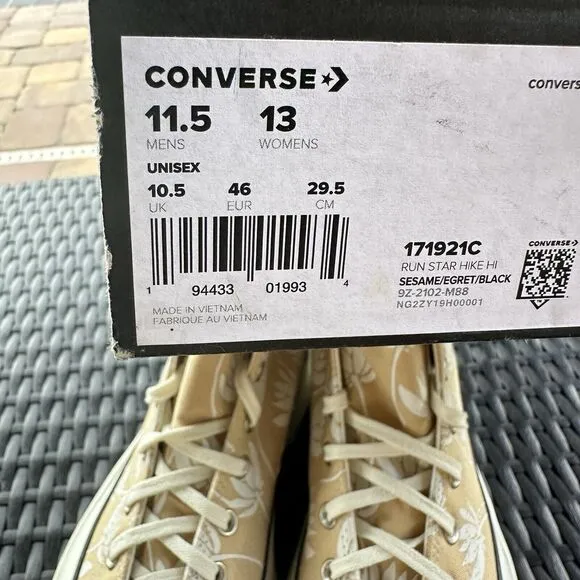 Converse Run Star Hike High Summer Spirit - Sesame Men's Shoes 171921C Size 11.5