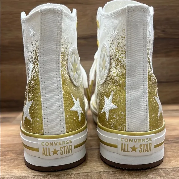 Converse White and Gold High-Top Sneakers