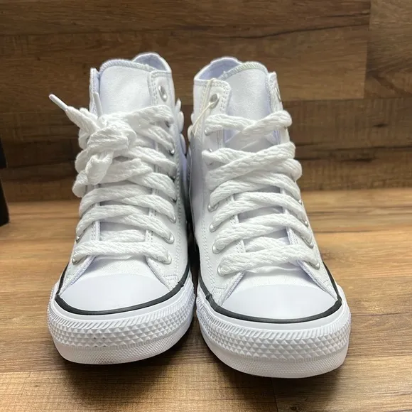 CONVERSE White High-Top Sneakers with Floral Design