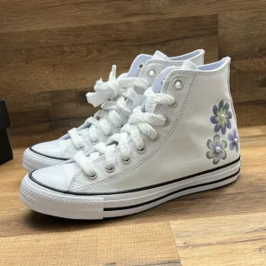 CONVERSE White High-Top Sneakers with Floral Design