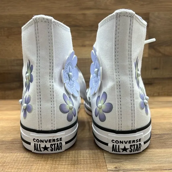 CONVERSE White High-Top Sneakers with Floral Design