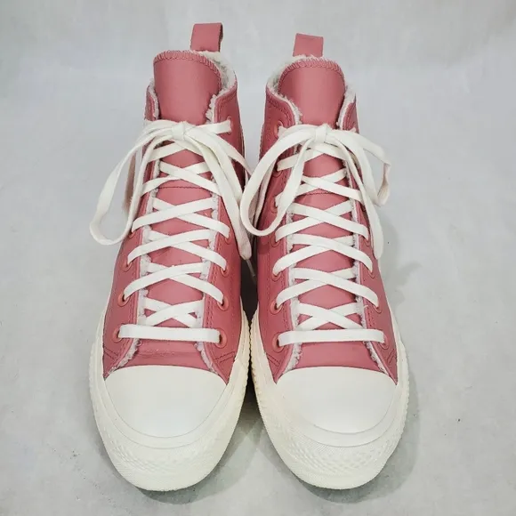 Converse Women's CTAS Lift Hi Sherpa A04256C Rust Pink/Egret Leather Sz 7