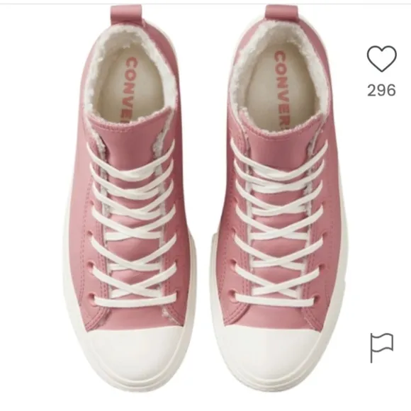 Converse Women's CTAS Lift Hi Sherpa A04256C Rust Pink/Egret Leather Sz 7