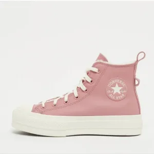 Converse Women's CTAS Lift Hi Sherpa A04256C Rust Pink/Egret Leather Sz 7