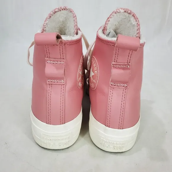 Converse Women's CTAS Lift Hi Sherpa A04256C Rust Pink/Egret Leather Sz 7