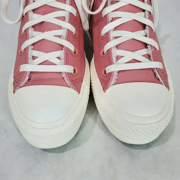 Converse Women's CTAS Lift Hi Sherpa A04256C Rust Pink/Egret Leather Sz 7